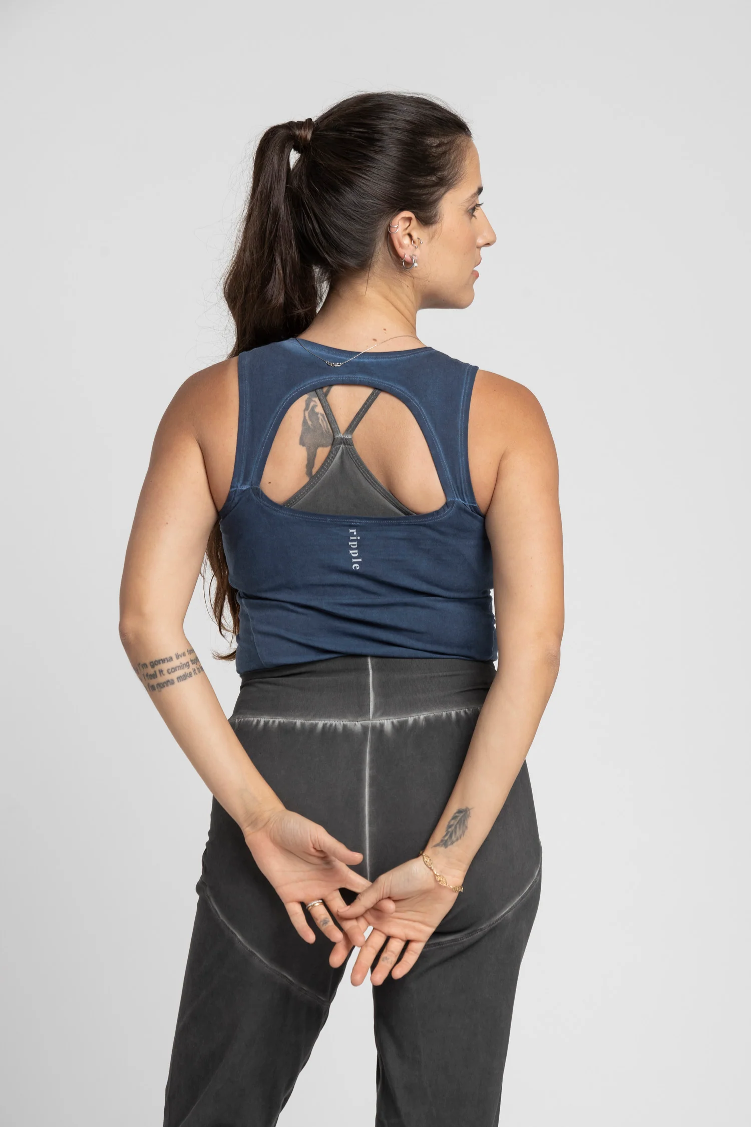 I'mPerfect Stonewash Half Moon Open Back Tank Top 50%off - Image 13