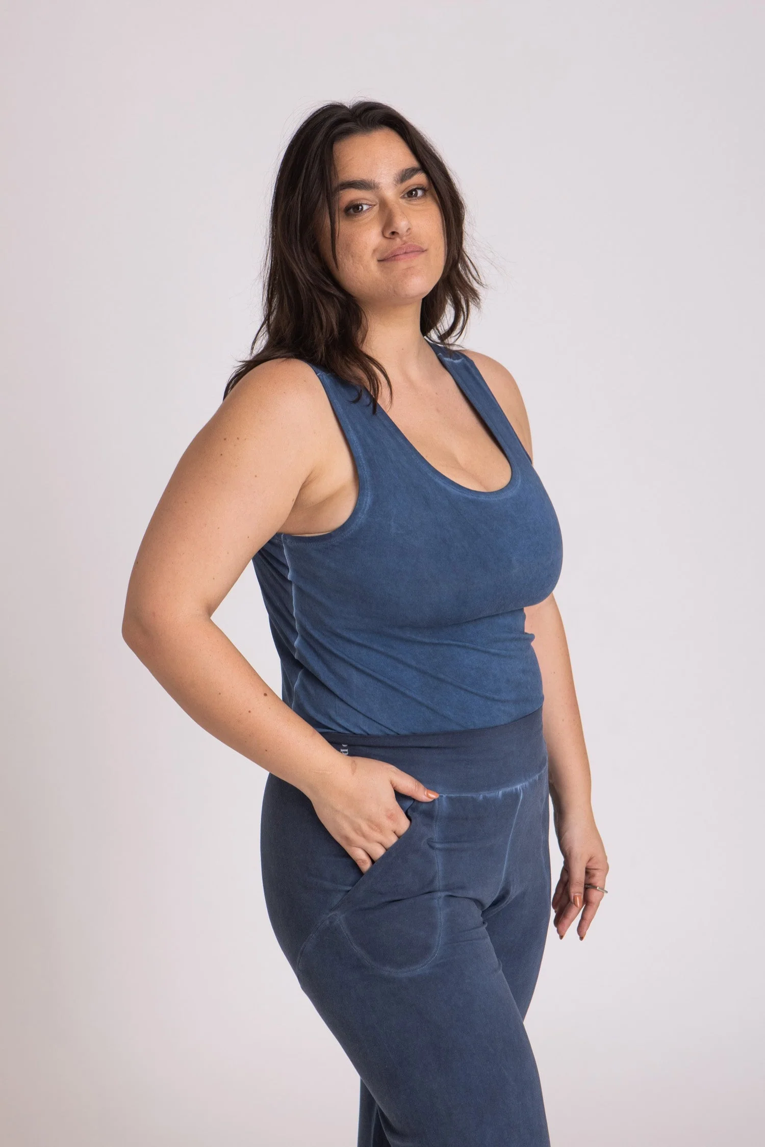 I'mPerfect Stonewash Half Moon Open Back Tank Top 50%off - Image 14