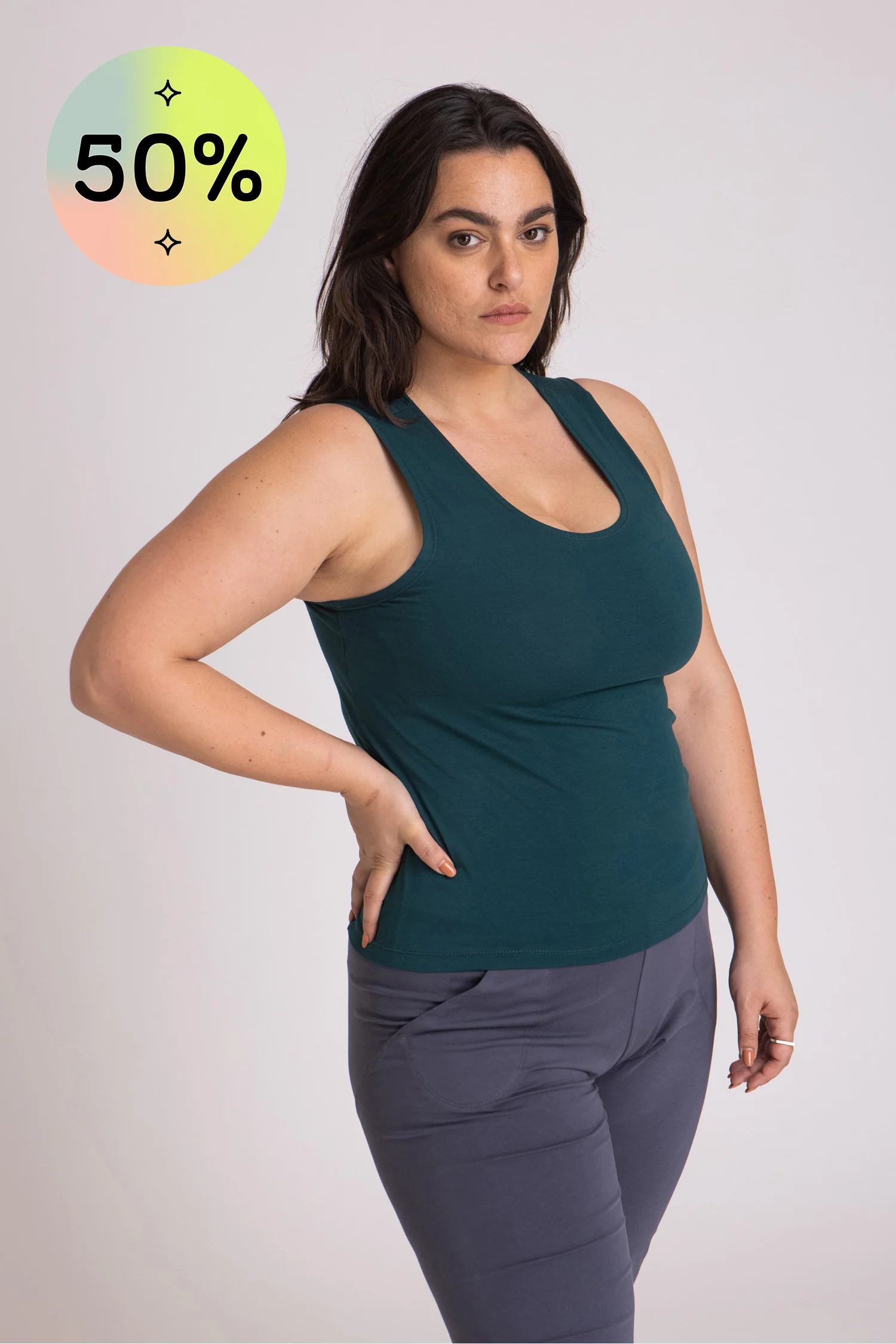 I'mPerfect Organic Cotton Half Moon Open Back Tank Top 50%off - Image 2