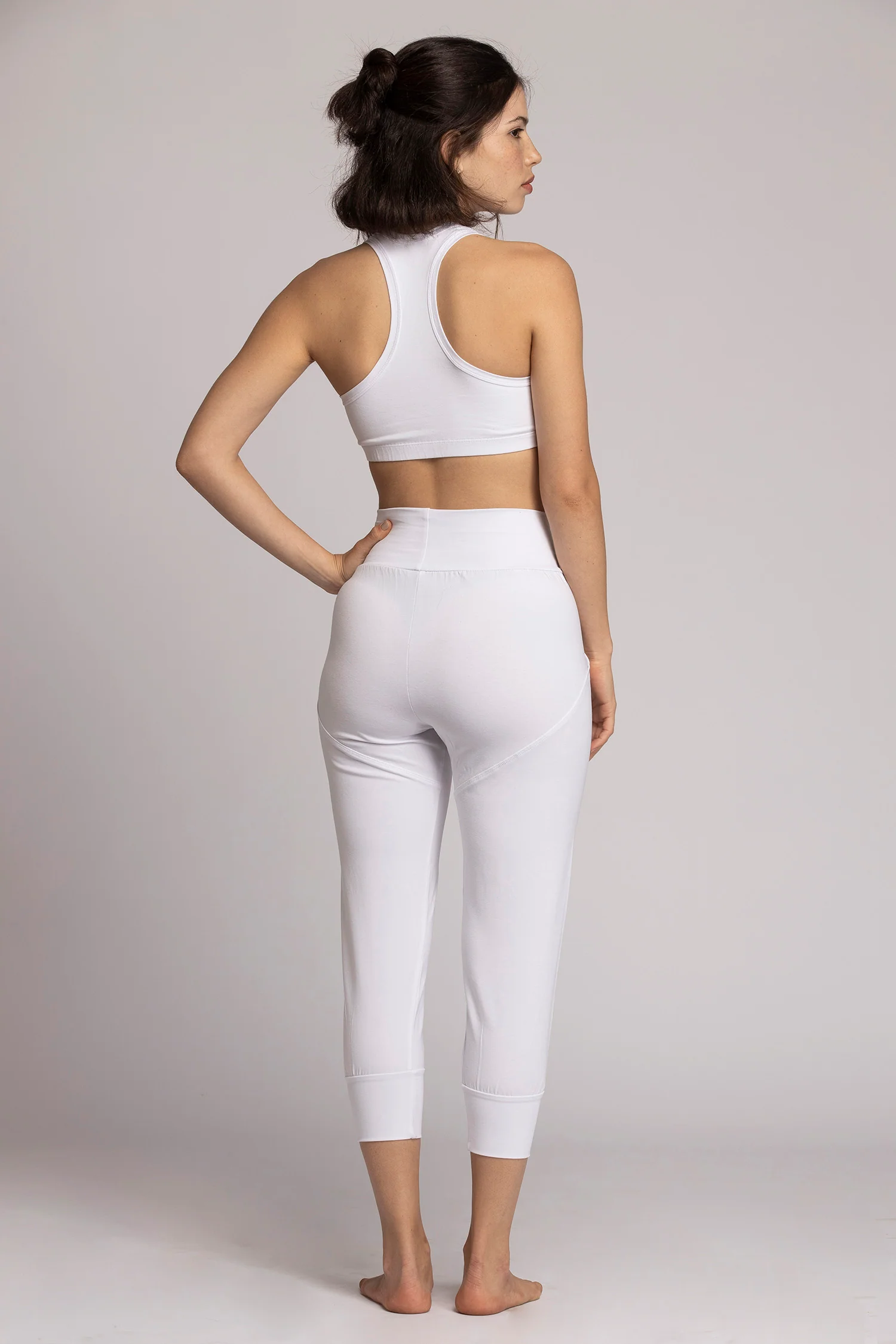 Organic Cotton Pure White Slouchy Capri Yoga Pants - Image 3