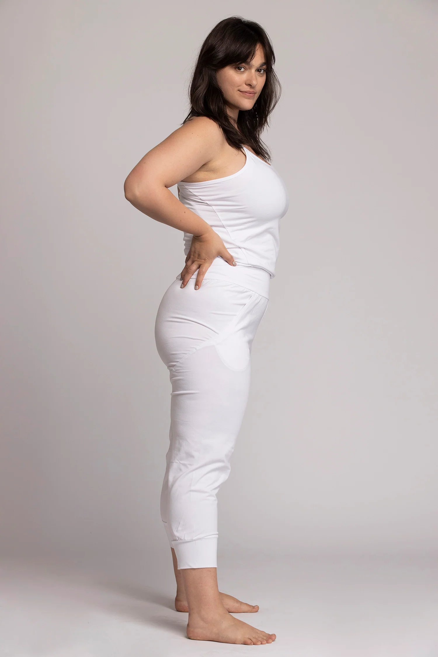 Organic Cotton Pure White Slouchy Capri Yoga Pants - Image 6