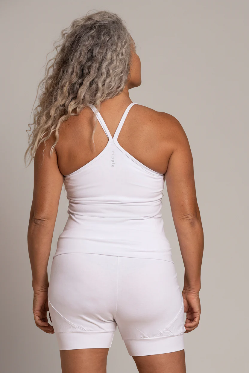 Pure White Criss Cross Yoga Tank Top - Image 3