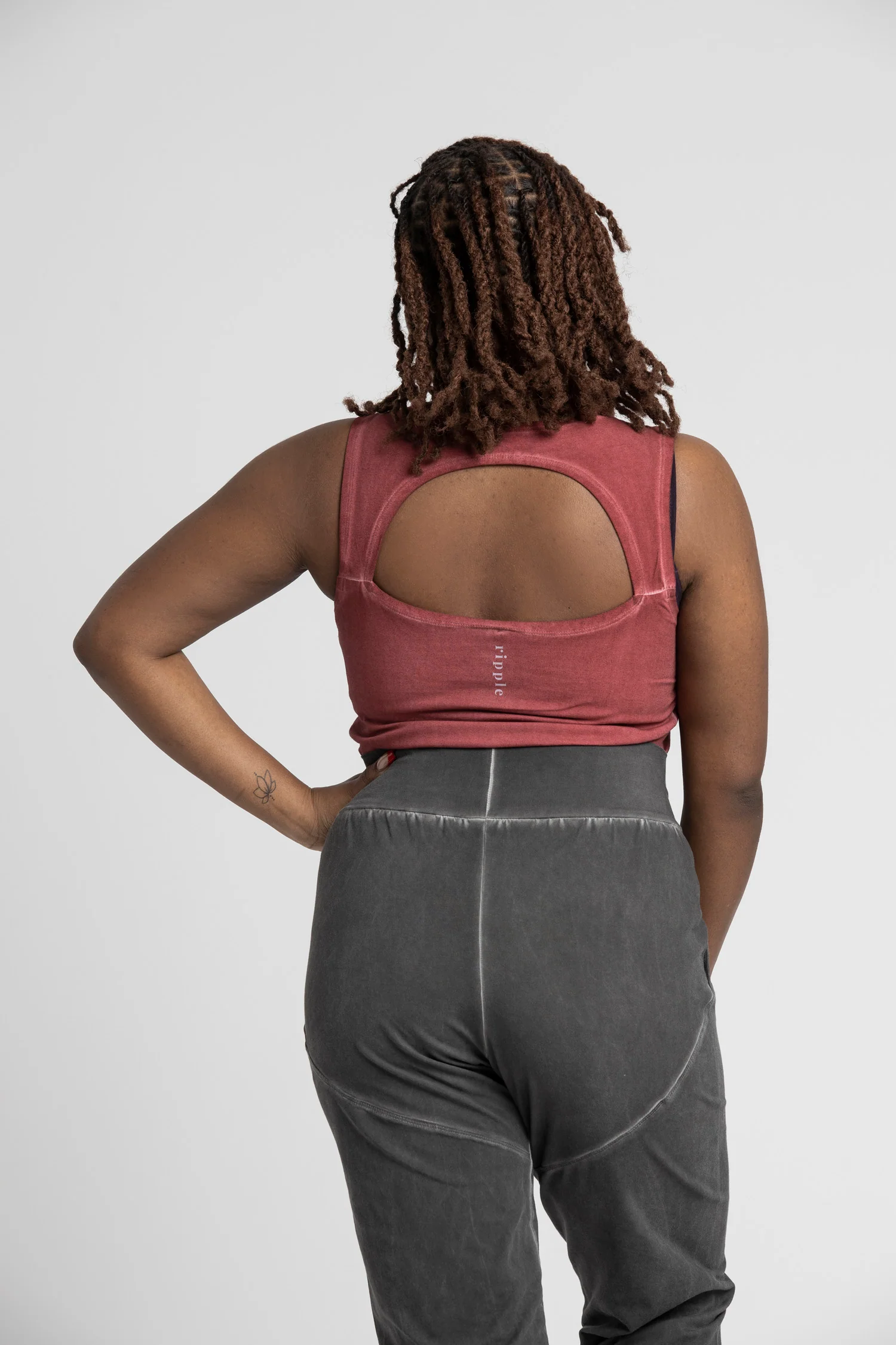 Stonewash Half Moon Open Back Tank Top - Image 4