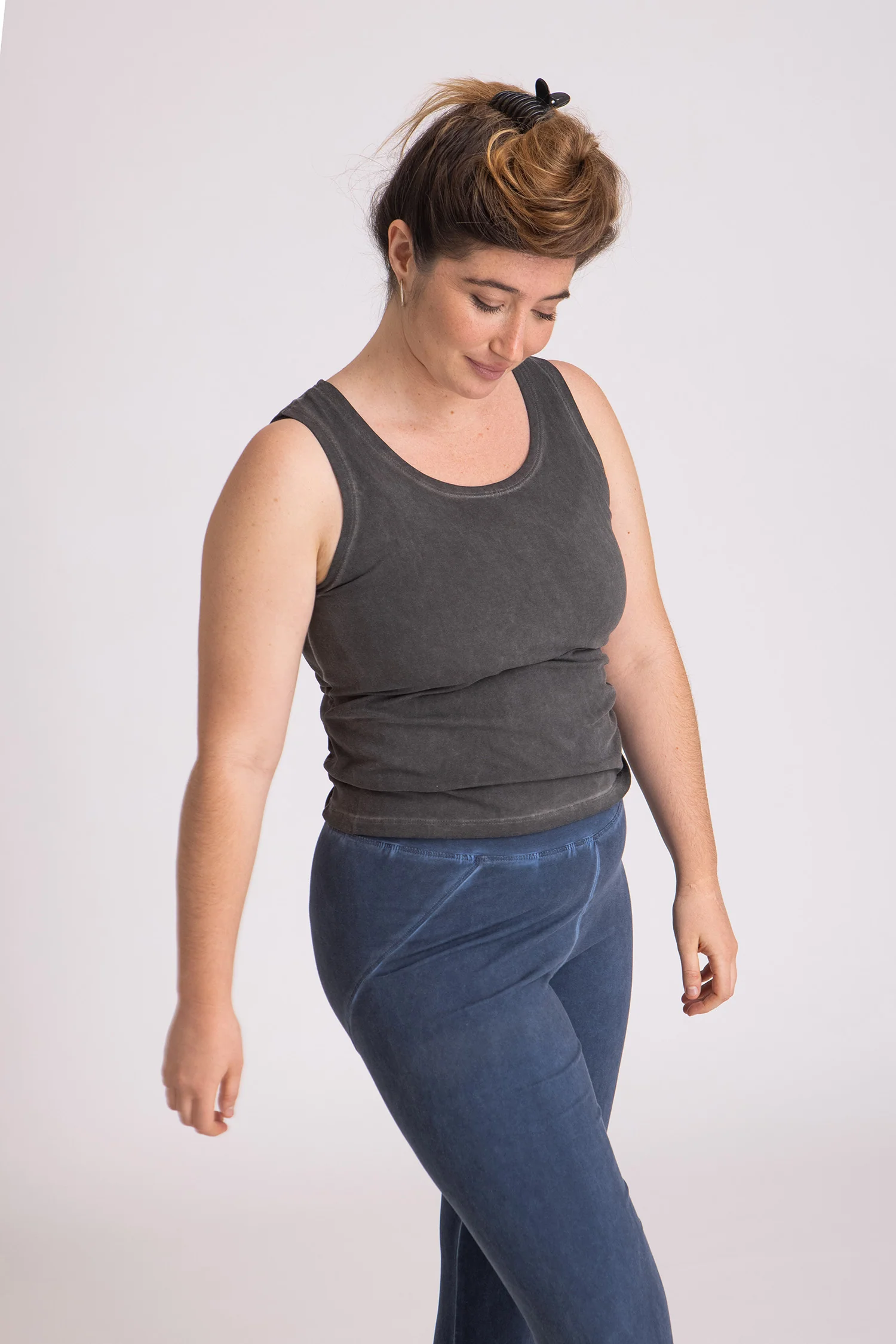 Stonewash Half Moon Open Back Tank Top - Image 3