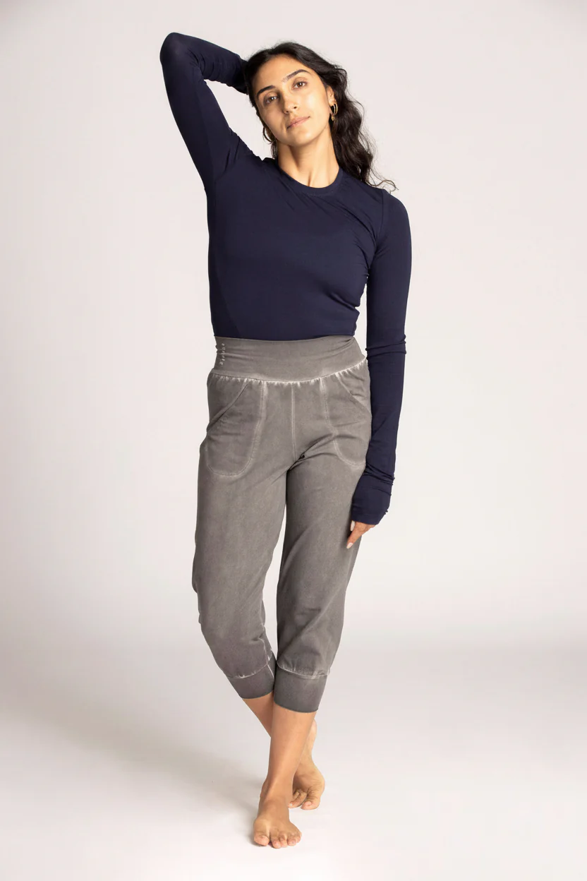 Stonewash Slouchy Capri Pants